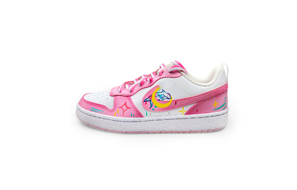 Nike Court Borough Coverage Slip-Resistant Water-Resistant Wear-Resistant Low-Top Skateboard Shoes GS White Pink