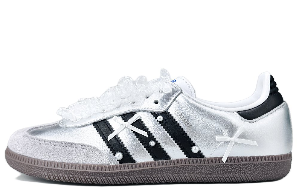 Adidas Originals SAMBA OG Abrasion Resistant Low Top Skateboard Shoes Women's Silver Black