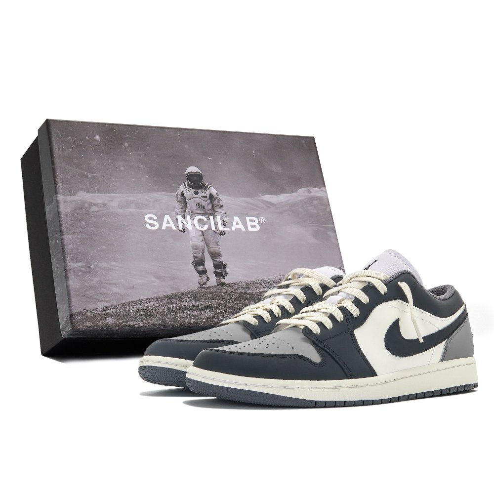 Jordan Air Jordan 1 Abrasion Resistant Low Top Vintage Basketball Shoes Unisex Dark Gray