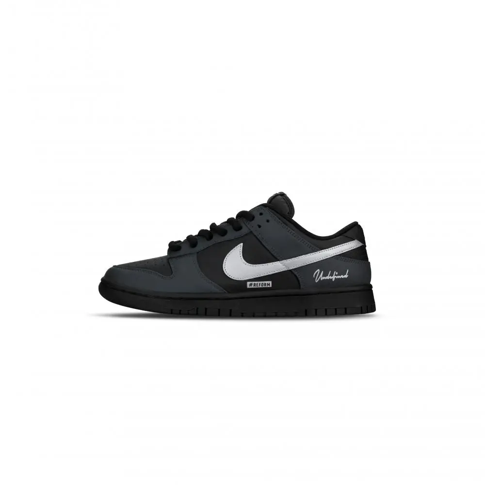 Nike Dunk Abrasion Resistant Low top Skateboard Shoes Unisex Black Silver