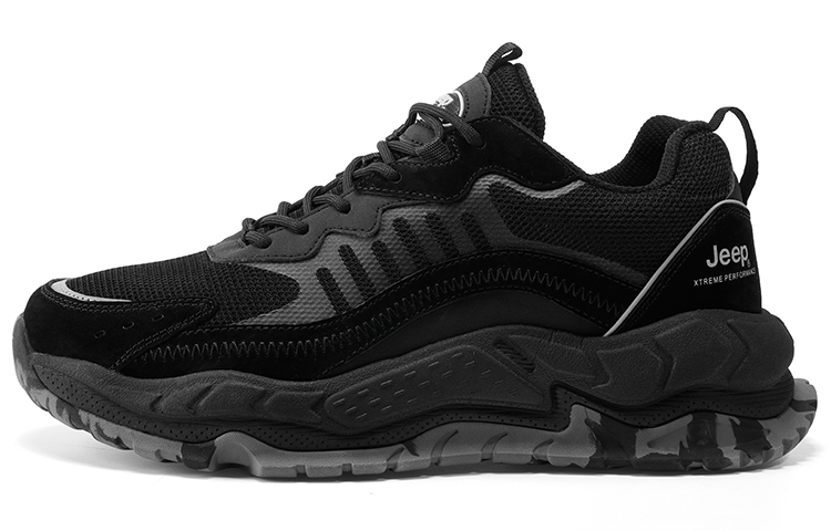 Jeep Wear-resistant And Lightweight Low-Top Chunky Sneakers Men's Black