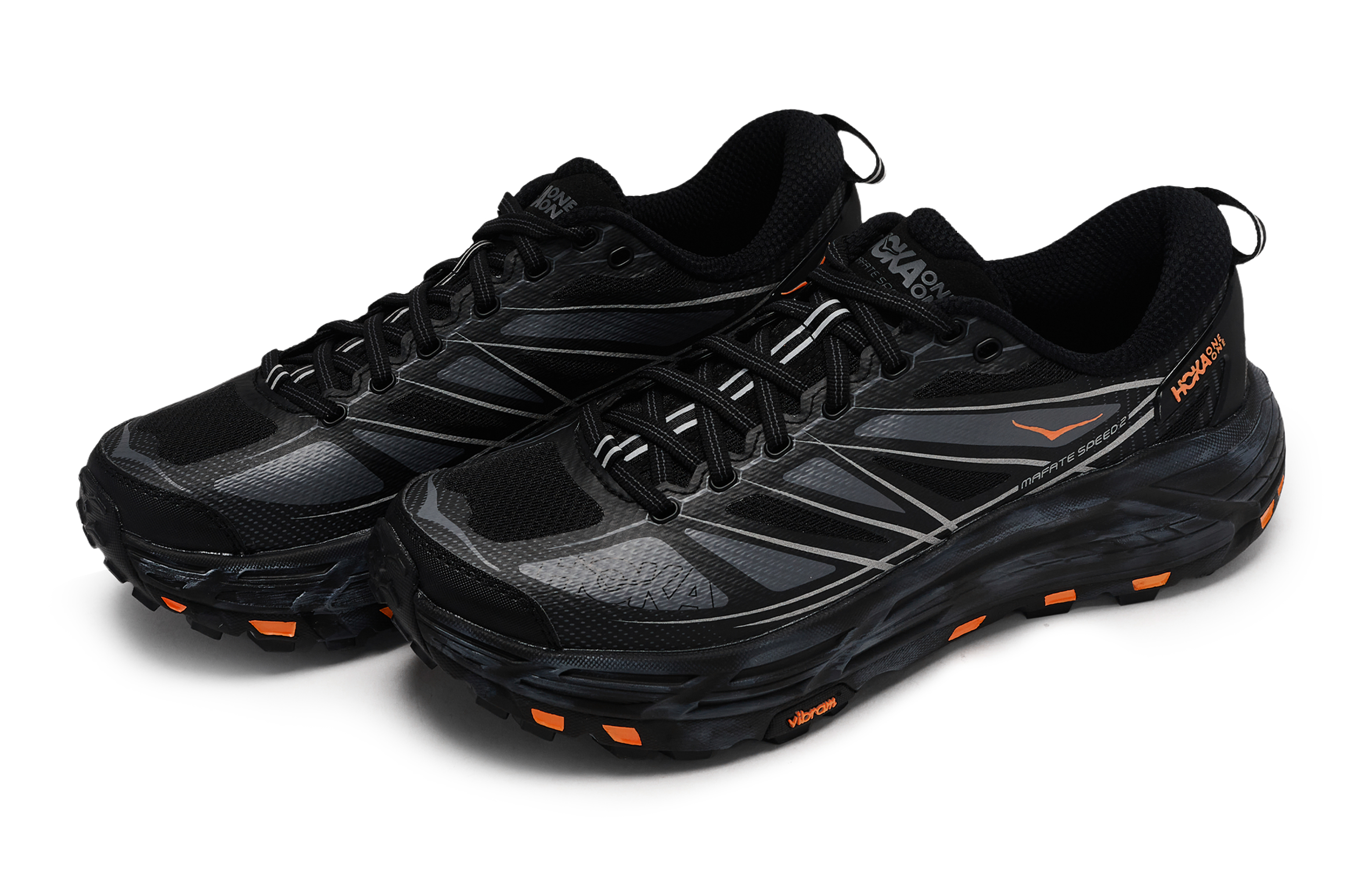 HOKA ONE ONE Mafate Speed 2 Abrasion Resistant Low Top Running Shoes Unisex Black Gray Orange купить в интернет-магазине Yoocart с быстрой доставкой по России.