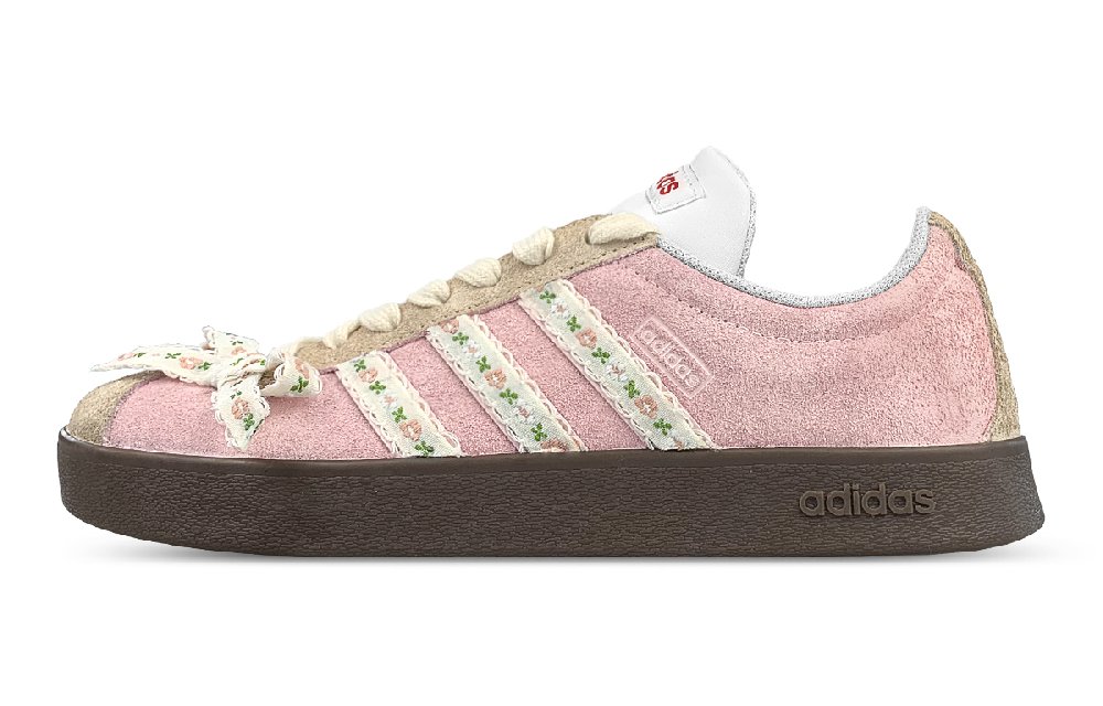 Adidas Neo Vl Court Classic Anti-Slip Wear-Resistant Low-Top Skateboard Shoes Unisex Pink