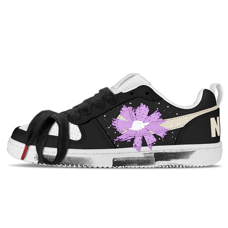 Nike Court Borough Low Slip-Resistant Cushioning Abrasion-Resistant Low-Top Skateboard Shoes Men's Black Purple