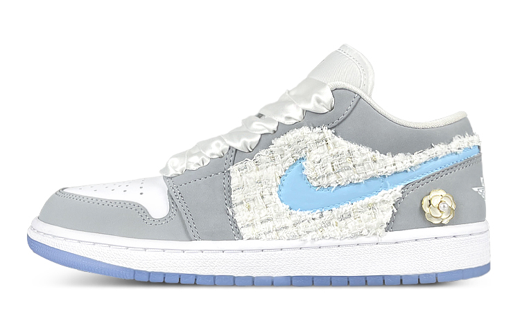 Jordan Air Jordan 1 Low Low-Top Vintage Basketball Shoes Women's White Gray Blue
