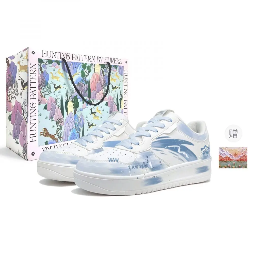 Anta Relaxed Wear resistant And Lightweight Low top Skateboard Shoes Unisex White Blue