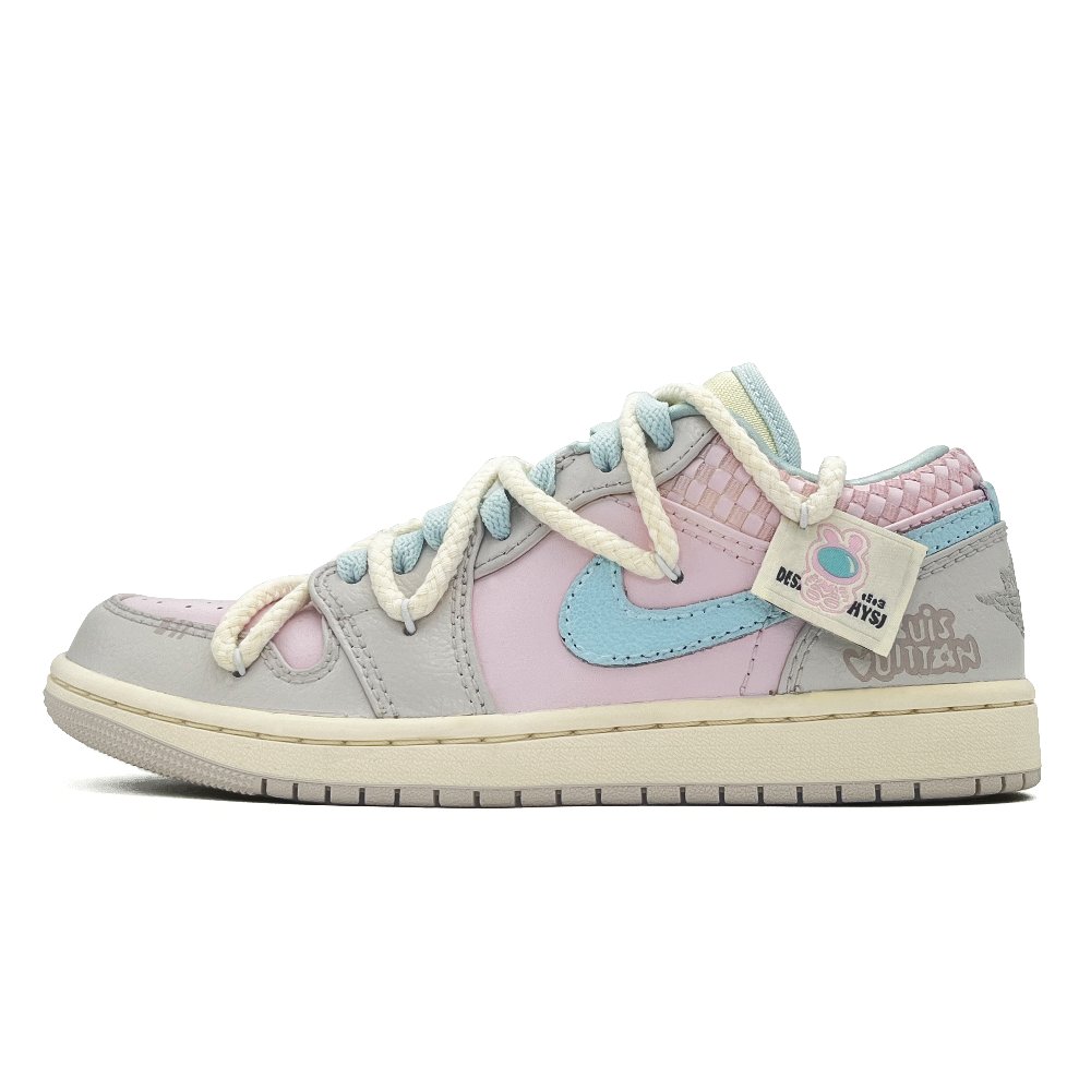 Jordan Air Jordan 1 Wear-Resistant Low-Top Vintage Basketball Shoes Women's Blue Pink