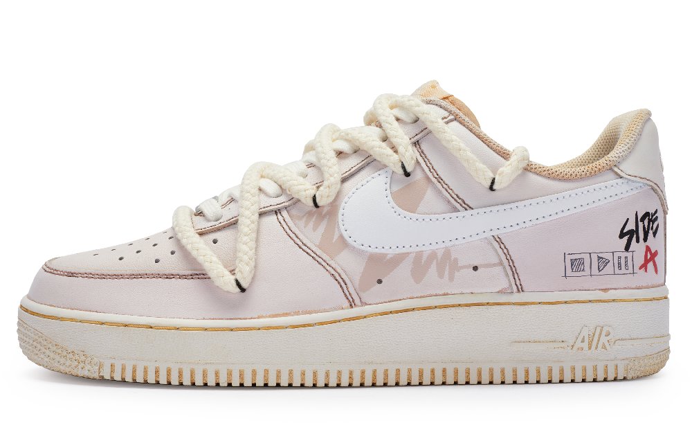 Nike Air Force 1 07 Slip Resistant Low Top Skateboard Shoes Men's Leather Pink White