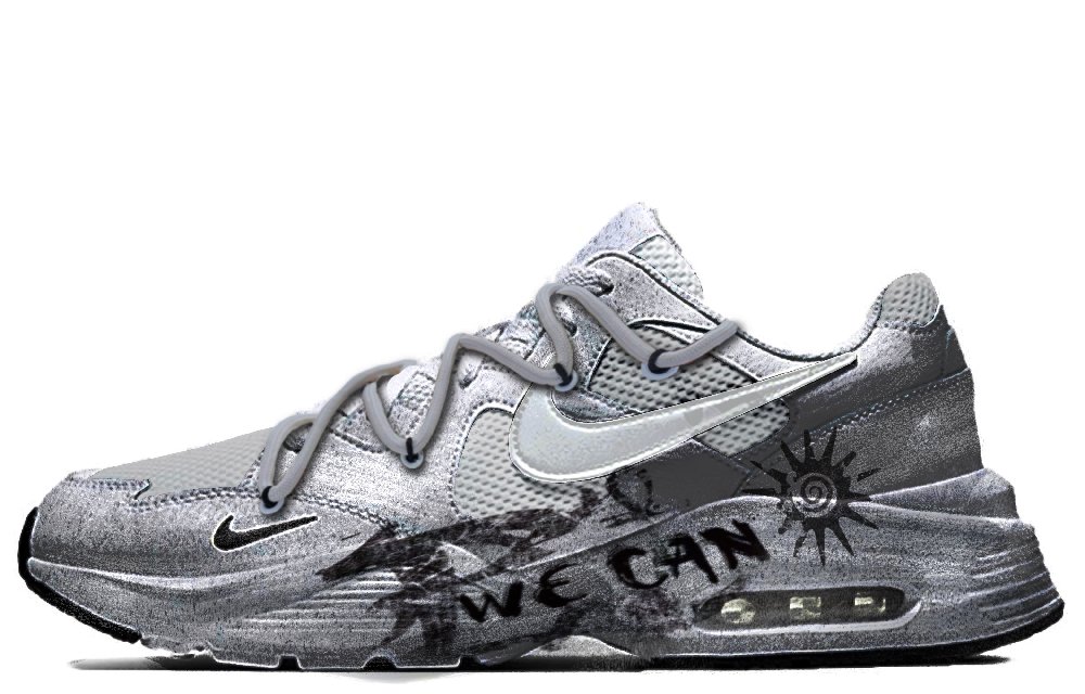 Nike Air Max Fusion ADCDAVINCI Custom, Swirl Cushioning, Slip Resistant, Lightweight Low Top Casual Shoes Men's Silver