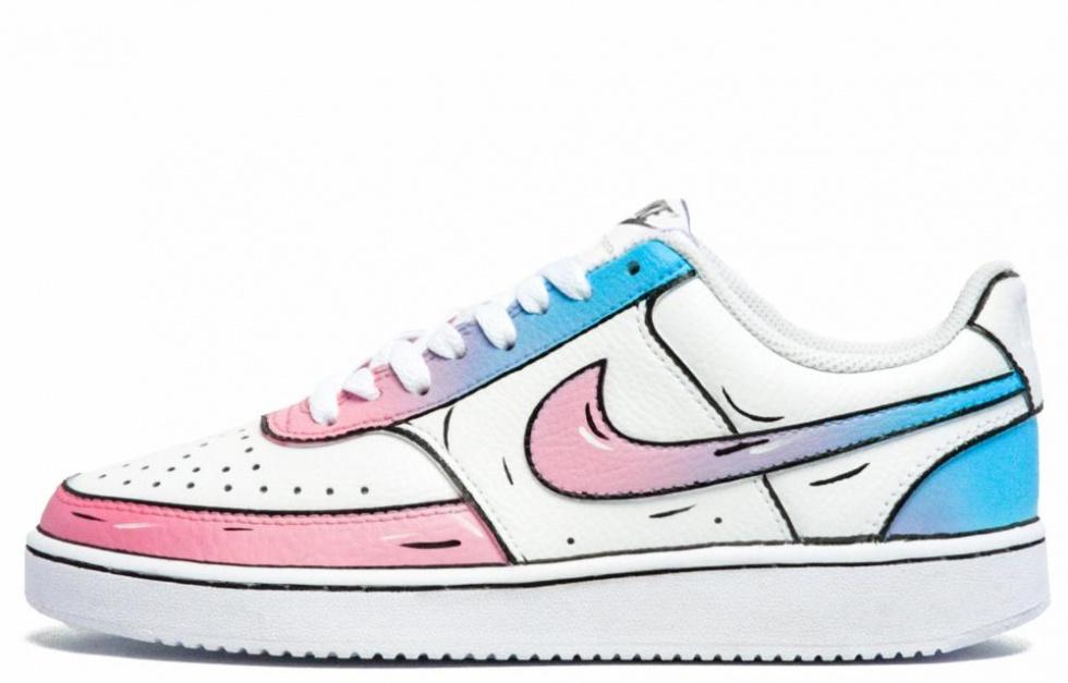Nike Court Vision Anti-Slip Wear-Resistant Low-Top Skateboard Shoes Men's Pink Blue