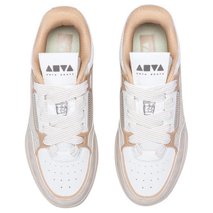 Anta AOJIE Slip Resistant Abrasion Resistant Low top Skateboard Shoes Men's White