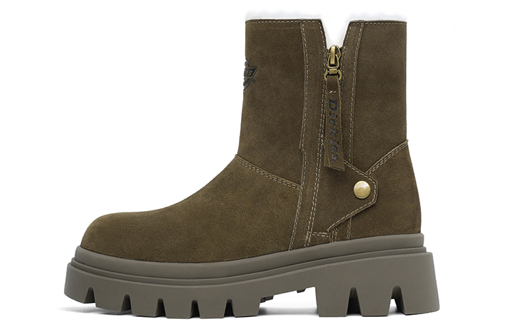 Dickies Warm Wear-Resistant Height Increasing Slip-Resistant Short Mid-Calf Snow Boots Women's Army Green