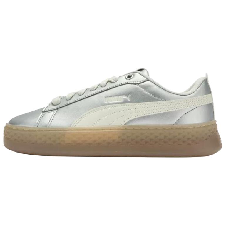 PUMA Smash Platform Height Increasing Low top Skateboard Shoes Women's Silver