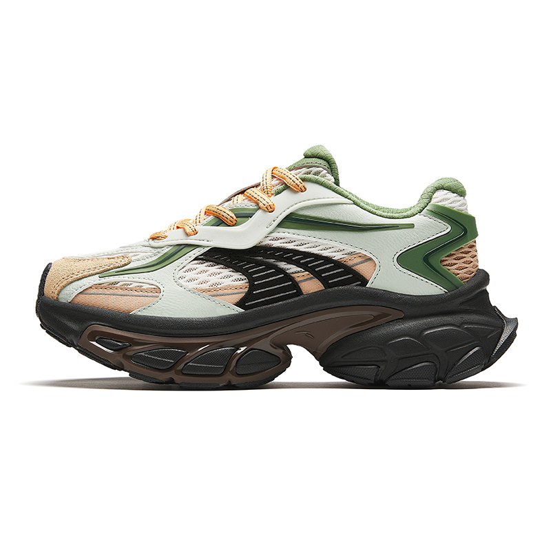 Anta Shock Absorbers With Slip Resistant And Abrasion Resistant Properties Low Top Chunky Sneakers Women's Green Pink