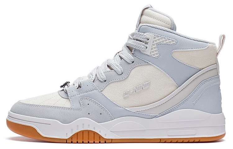 LiNing Yuebai Anti-Slip Wear-Resistant High-Top Sports Casual Shoes Men's Gray White