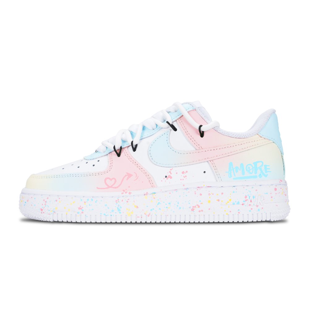 Nike Air Force 1 Multicolor And Colorful Anti Slip Wear Resistant Low Top Skateboard Shoes Women's White Pink