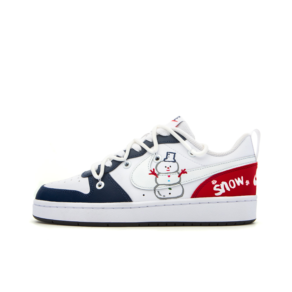 Nike Court Borough Red Blue Snowman, Amber Anti Slip Wear Resistant Low Top Skateboard Shoes Women's Red Blue