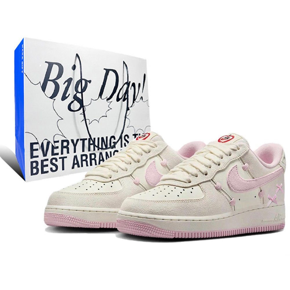 Nike Air Force 1 Low Top Skateboard Shoes Women's Pink White