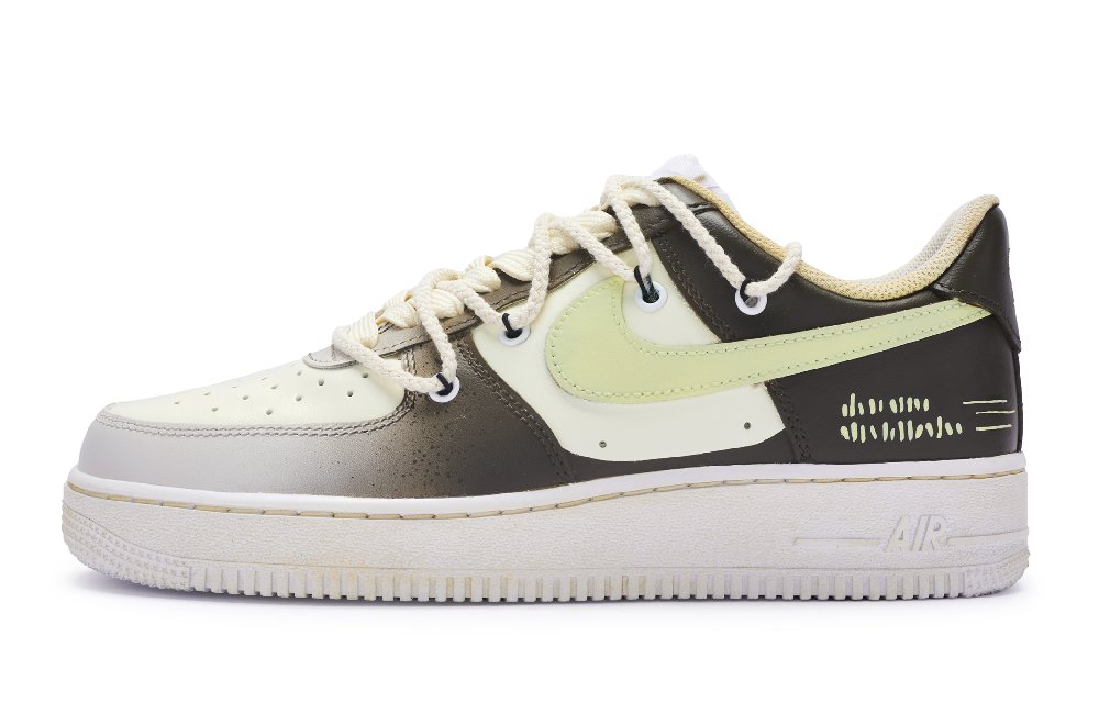 Nike Air Force 1 Low Top Skateboard Shoes GS Beige Brown White