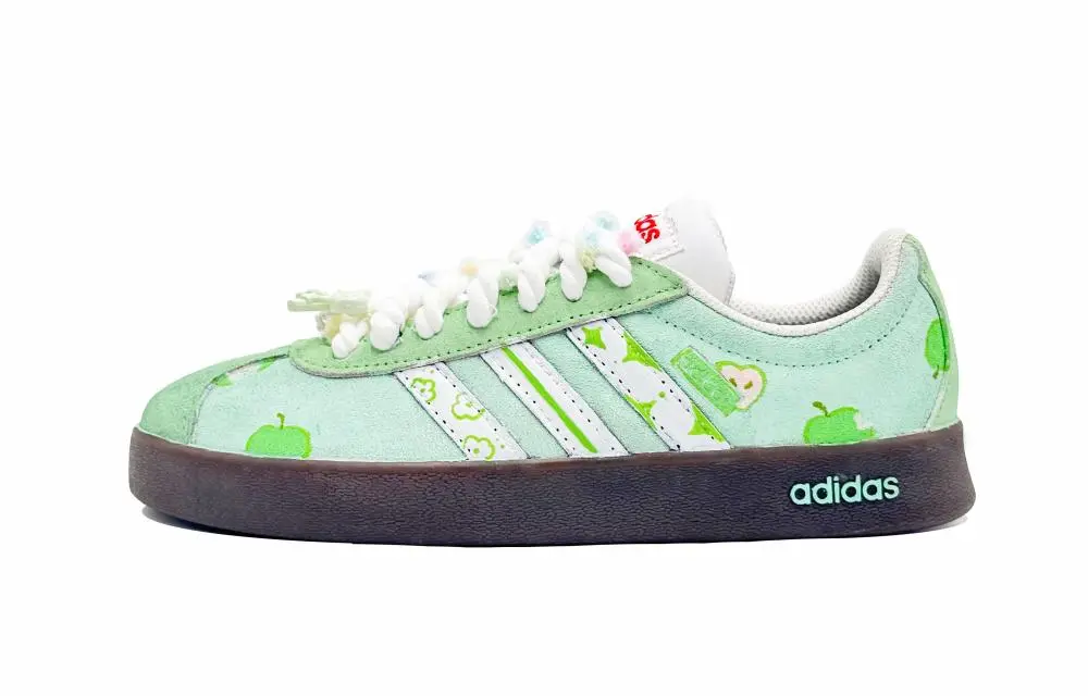 Adidas VL COURT 2.0 Lifestyle Apple Paradise Abrasion Resistant Low Top Skateboard Shoes Women's White Green