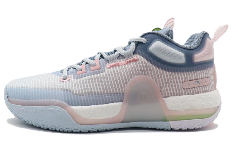 Anta Bastard Cushioning Anti-Slip And Wear-Resistant Mid-Top Basketball Shoes Blue Pink
