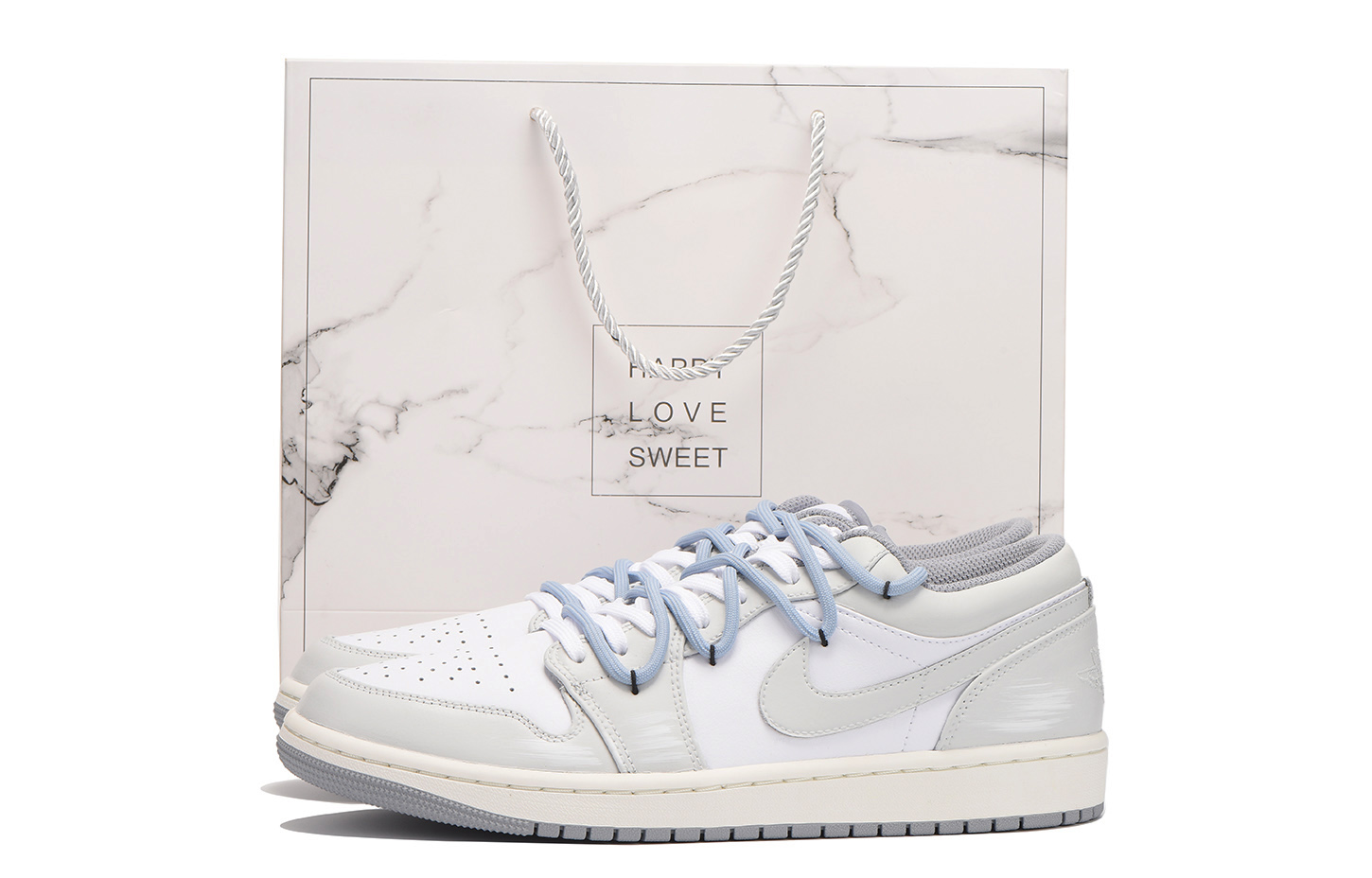 Jordan Air Jordan 1 Slip-Resistant Coverage Low-Top Vintage Basketball Shoes Men's Gray White