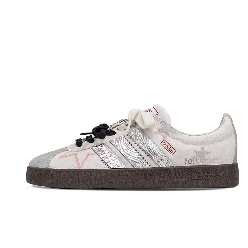 Adidas Neo VL Court 2.0 Low Top Skateboard Shoes Unisex Silver Gray