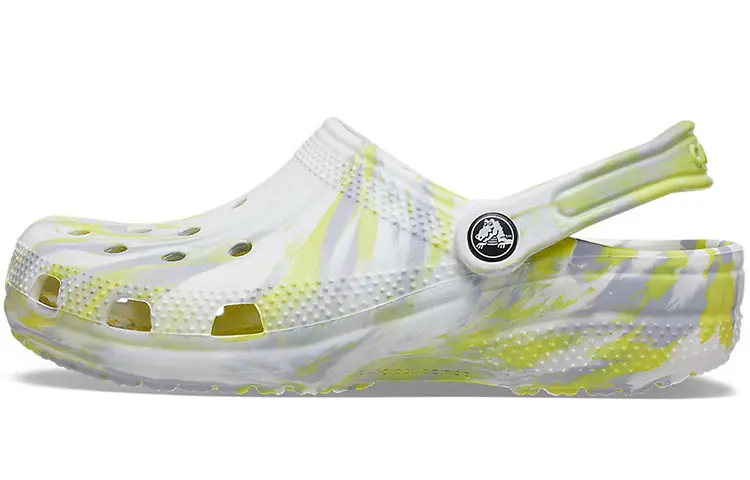 Crocs Classic Clog Marble Beach Sports Unisex White Gray Sandals 'White Gray'