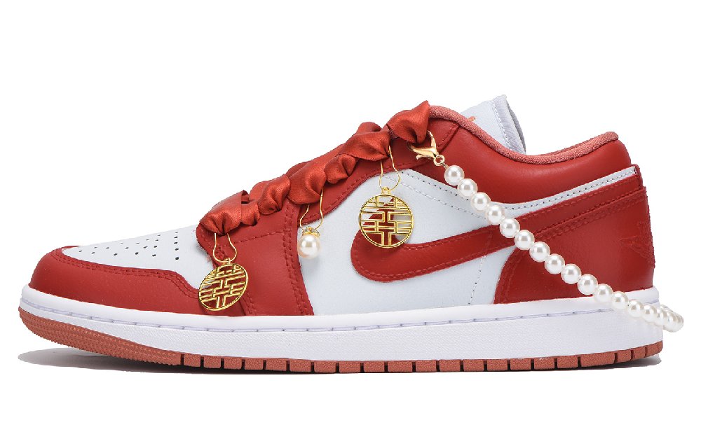 JORDAN Air JORDAN 1 Vintage Basketball Shoes Women's Low-Top Red White