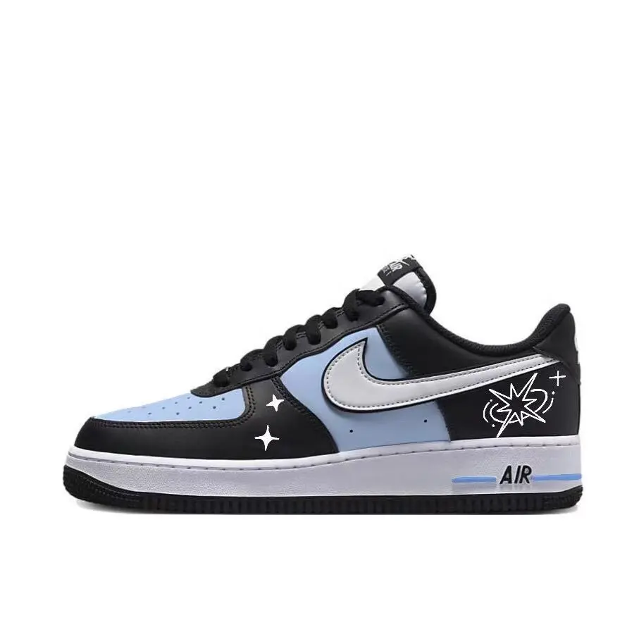 Nike Air Force 1 Cushioning, Wear Resistant Low top Skateboard Shoes Unisex Black White