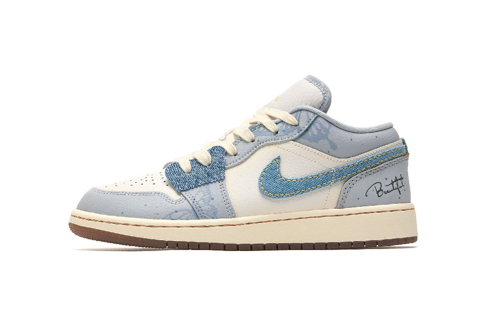 Jordan Air Jordan 1 Low SE Not For Summer Cushioning Wear-Resistant Low-Top Basketball Shoes GS White Blue