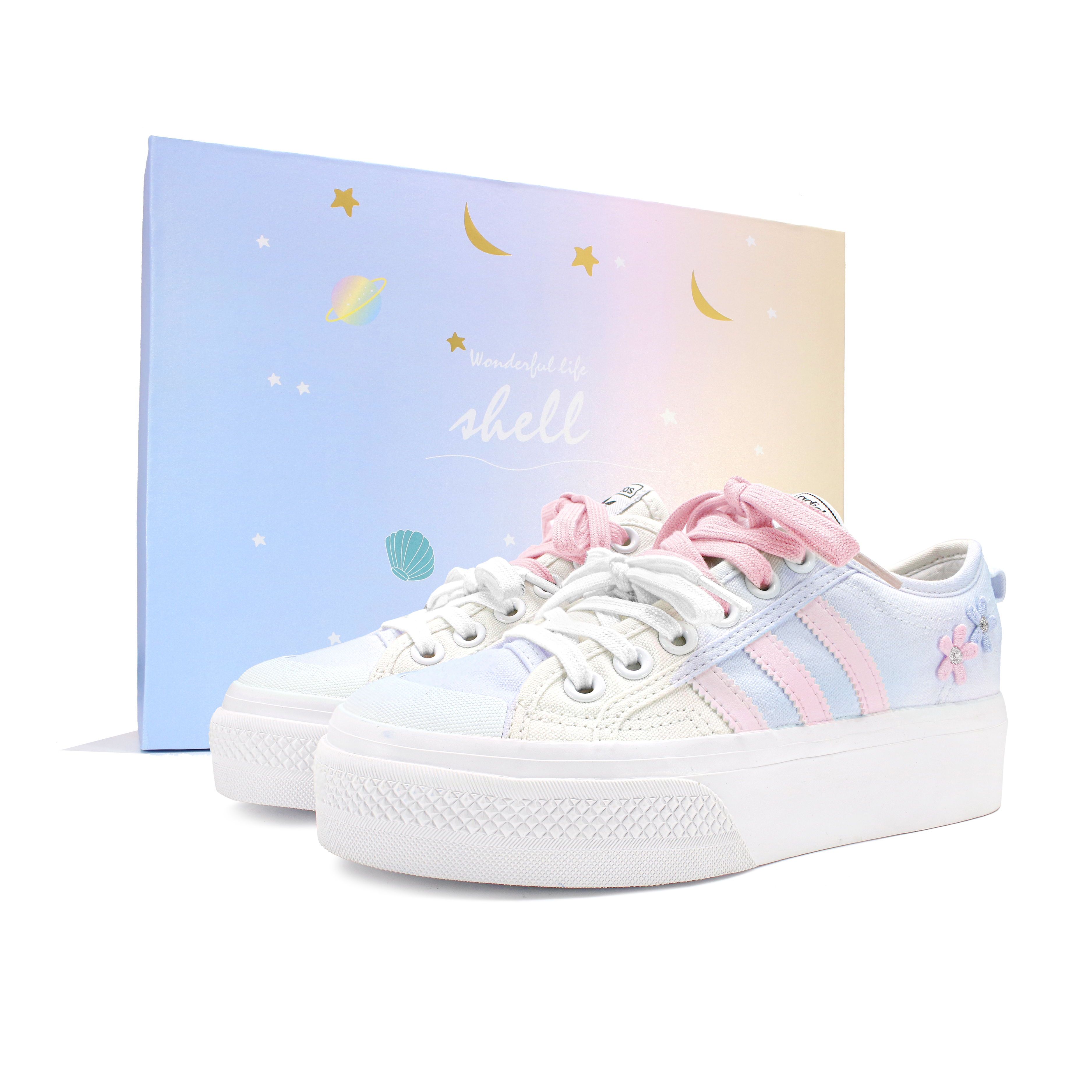 Adidas Originals Nizza Platform Abrasion Resistant Low Top Skateboard Shoes Unisex Blue Pink купить в интернет-магазине Yoocart с быстрой доставкой по России.