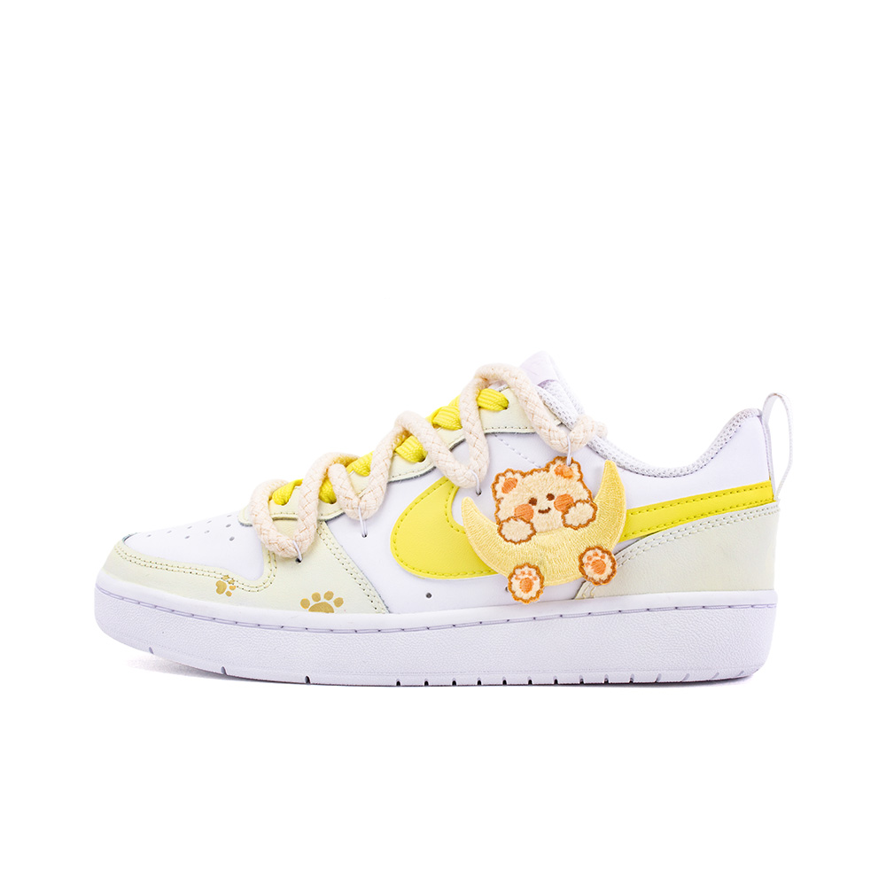 Nike Court Borough Low Orange Lamp, Amber Anti Slip Wear Resistant Low Top Skateboard Shoes GS Yellow