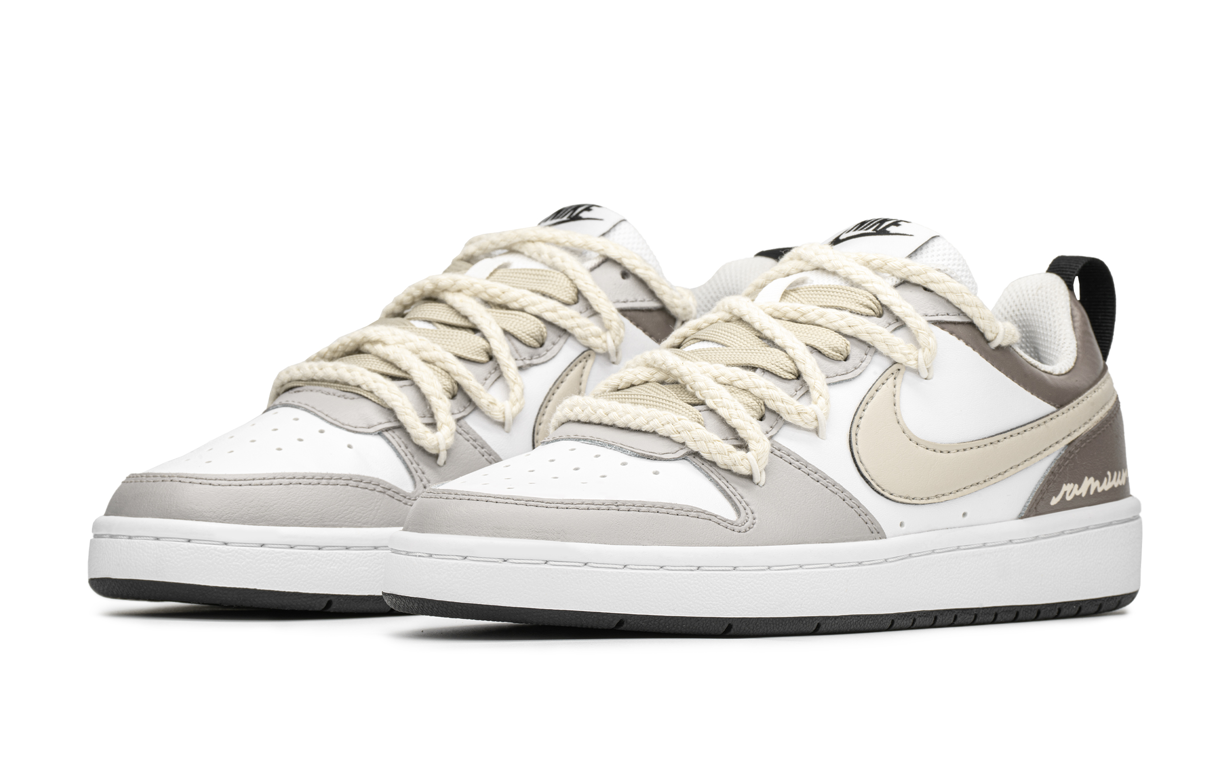 Nike Court Borough Skateboard Shoes Women's Low-Top Gray/Brown/Beige