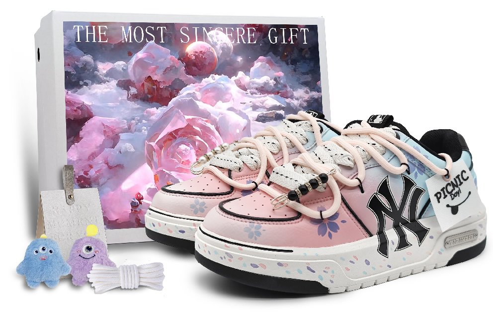 MLB Chunky Liner Low-Top Skateboard Shoes Unisex Gradient Blue Pink