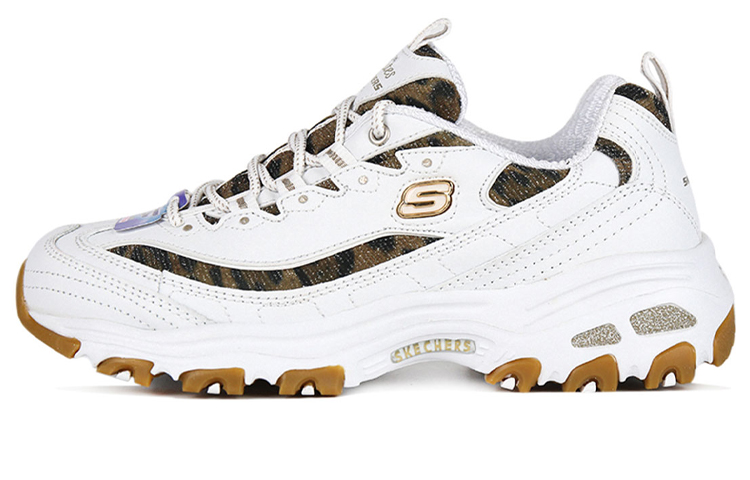 Skechers D'Lites Quick Leopard Mid Top Chunky Sneakers Women's White