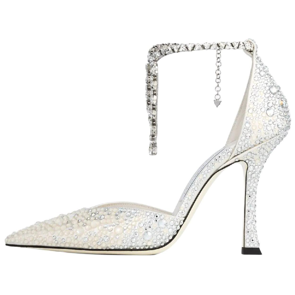 Jimmy Choo Stevie 100 Slim Heel High Heels 10cm Women's Ivory White
