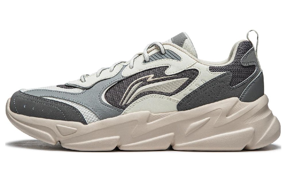 LiNing Clouds Thicker Bottom Increases Cushioning Wear-Resistant Low-Top Casual Shoes Men's Gray