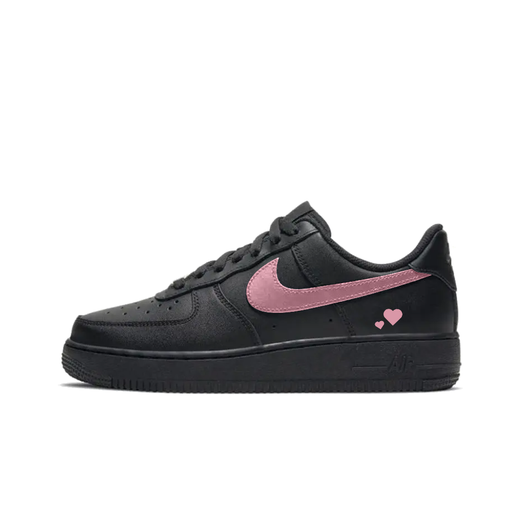Nike Air Force 1 Height Increasing Low Top Skateboard Shoes Unisex Black Pink