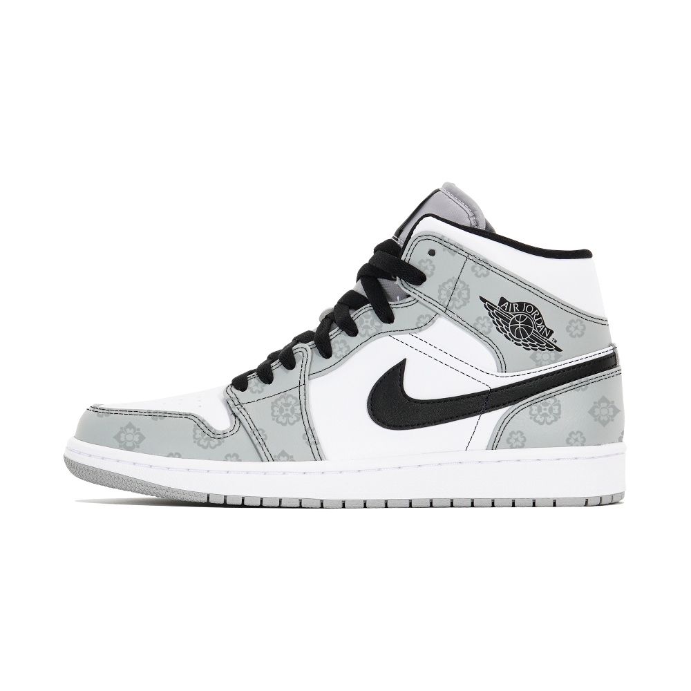 Jordan Air Jordan 1 Cushioning Anti-Slip And Wear-Resistant Mid-Top Vintage Basketball Shoes Men's White Gray