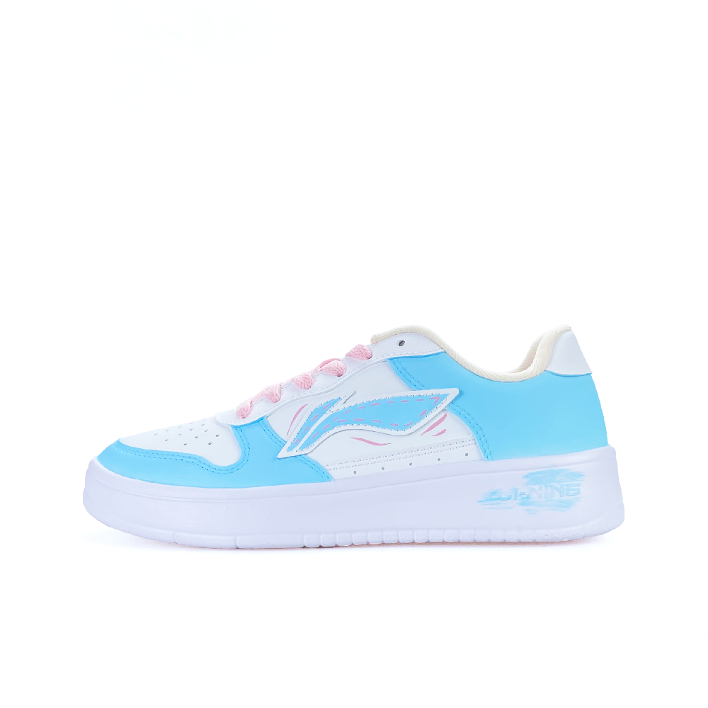 LiNing Pontoon Boats Slip-Resistant Cushioning Breathable Low-Top Skateboard Shoes Women's Blue Pink