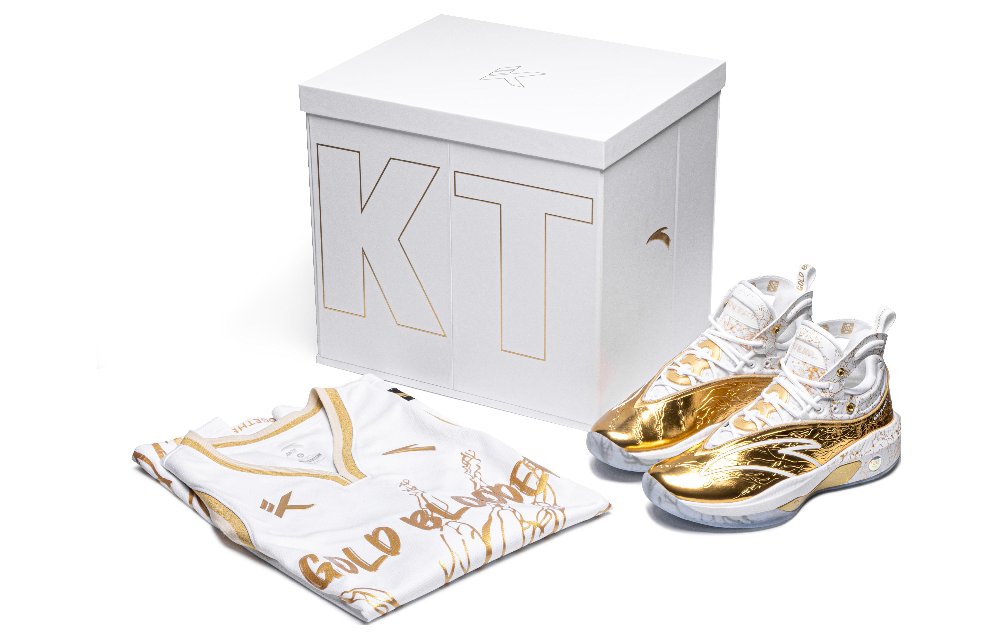Anta KT8 Gold Blooded Cushioning Anti-Slip And Wear-Resistant High-Top Performance Basketball Shoes White Gold