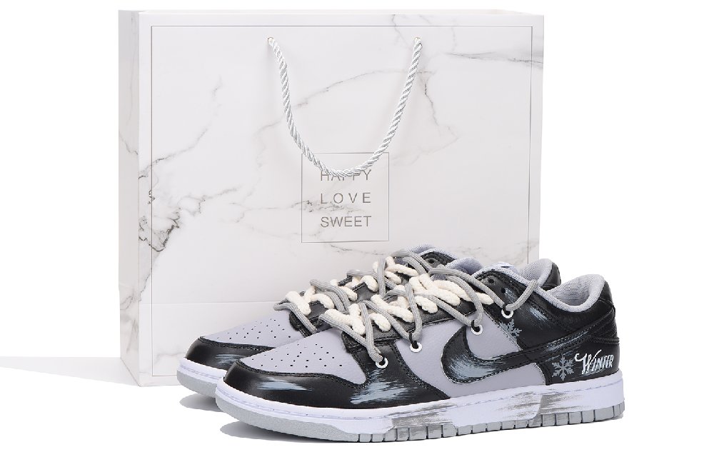 Nike Dunk Retro Slip-Resistant Coverage Low-Top Skateboard Shoes Men's Black Gray