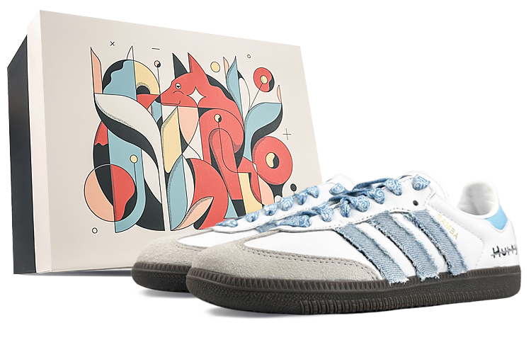 Adidas Originals Samba Anti-Slip And Wear-Resistant Lightweight Low-Top Skateboard Shoes Unisex White Blue