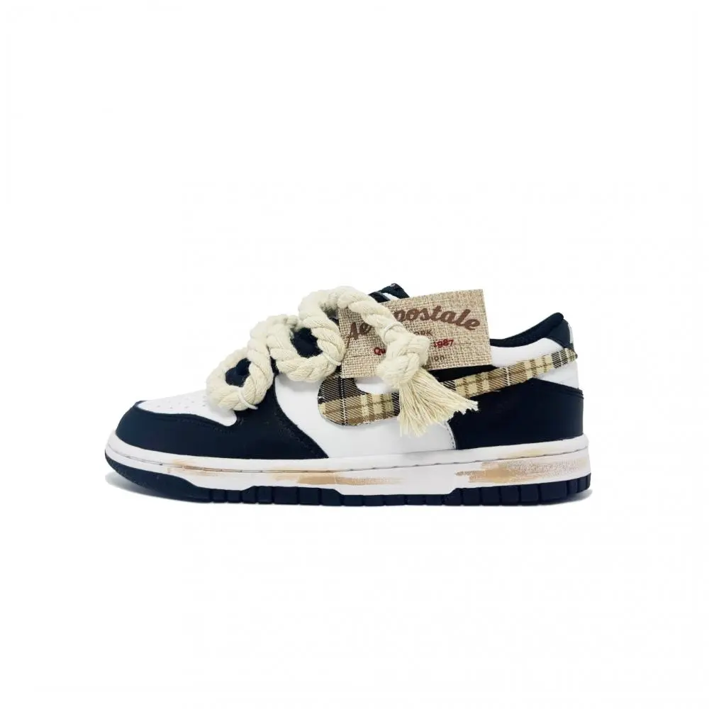 Nike Dunk Artisan Craft, Baroque Style Low Top Skateboard Shoes Unisex Black White