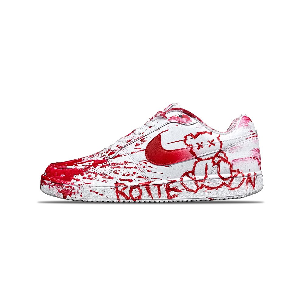 Nike EBERNON Skateboard Shoes Men Low Top White/Red