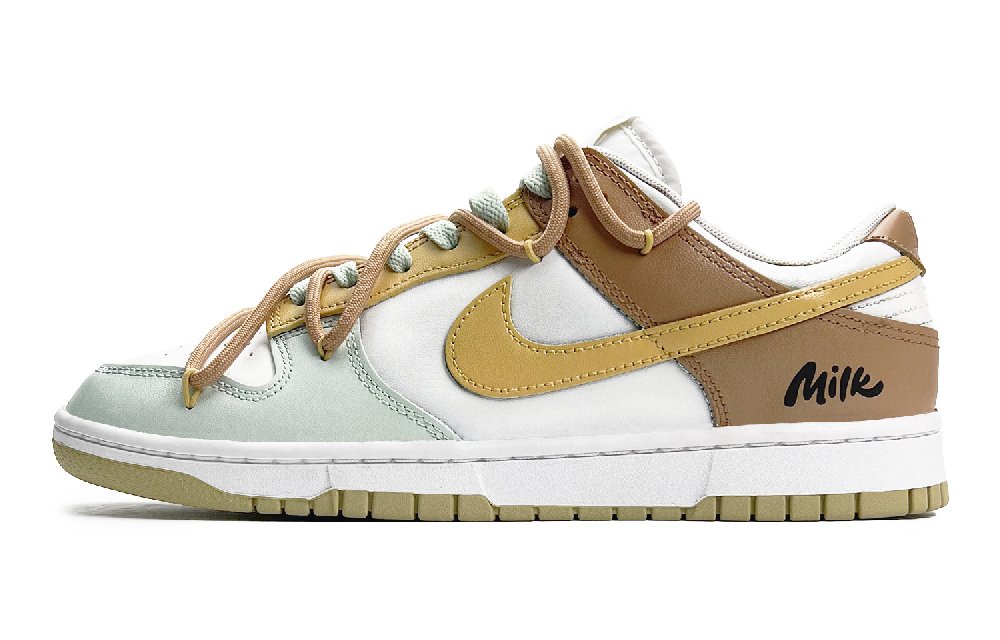 Nike Dunk Anti-Slip And Wear-Resistant Lightweight Low-Top Skateboard Shoes Women's White Brown
