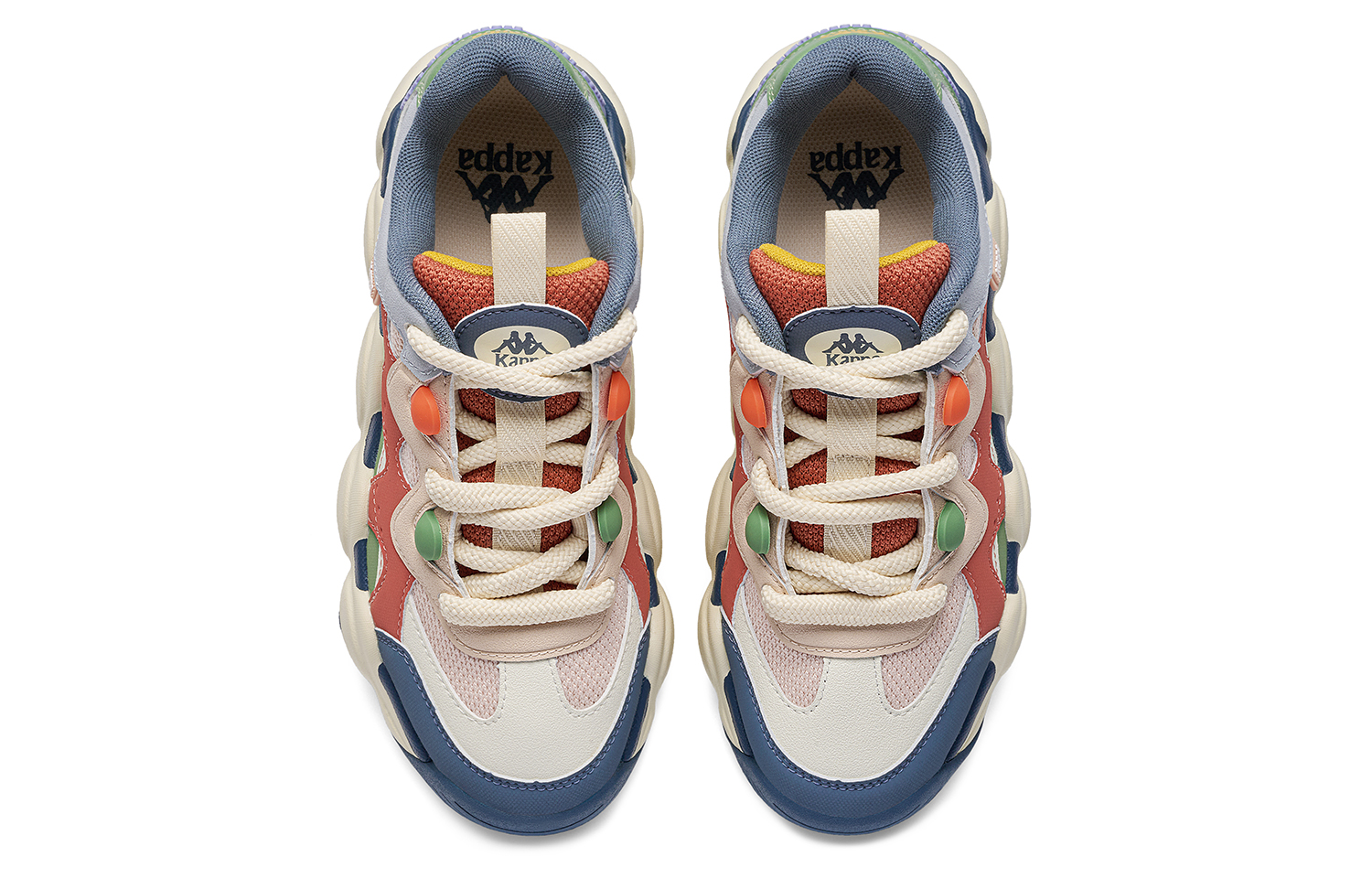 Kappa Anti-Slip Wear-Resistant Low-Top Chunky Sneakers Women's Beige Blue купить в интернет-магазине Yoocart с быстрой доставкой по России.