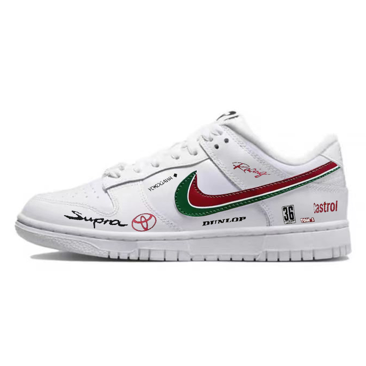 Nike Dunk Slip Resistant, Quick Dry, Impact Resistant Low Top Skateboard Shoes Women's White Red