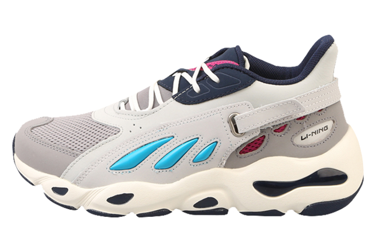 LiNing Butterfly Non slip Lightweight Low Top Chunky Sneakers Unisex Gray Blue